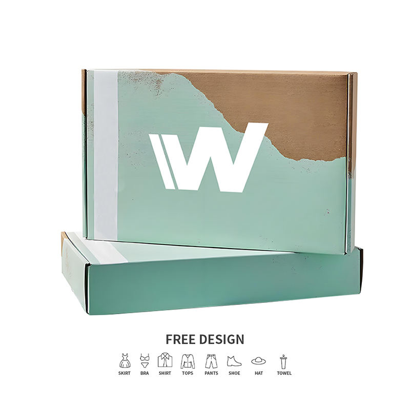 Blaugrüne Verpackungskartons aus Wellpappe für Kleidung