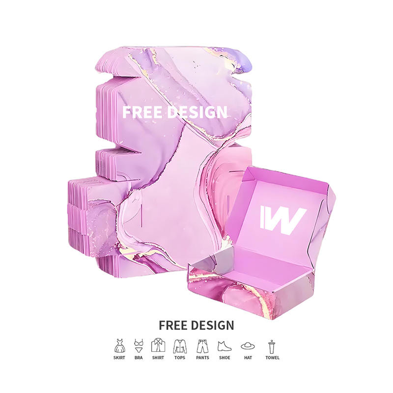 Verpackungskartons aus Wellpappe aus violettem Marmor für Kleidung