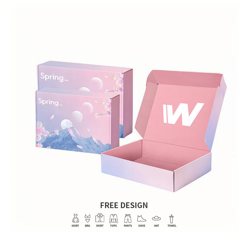 Verpackungskartons aus Wellpappe mit Farbverlauf in Pastelltönen