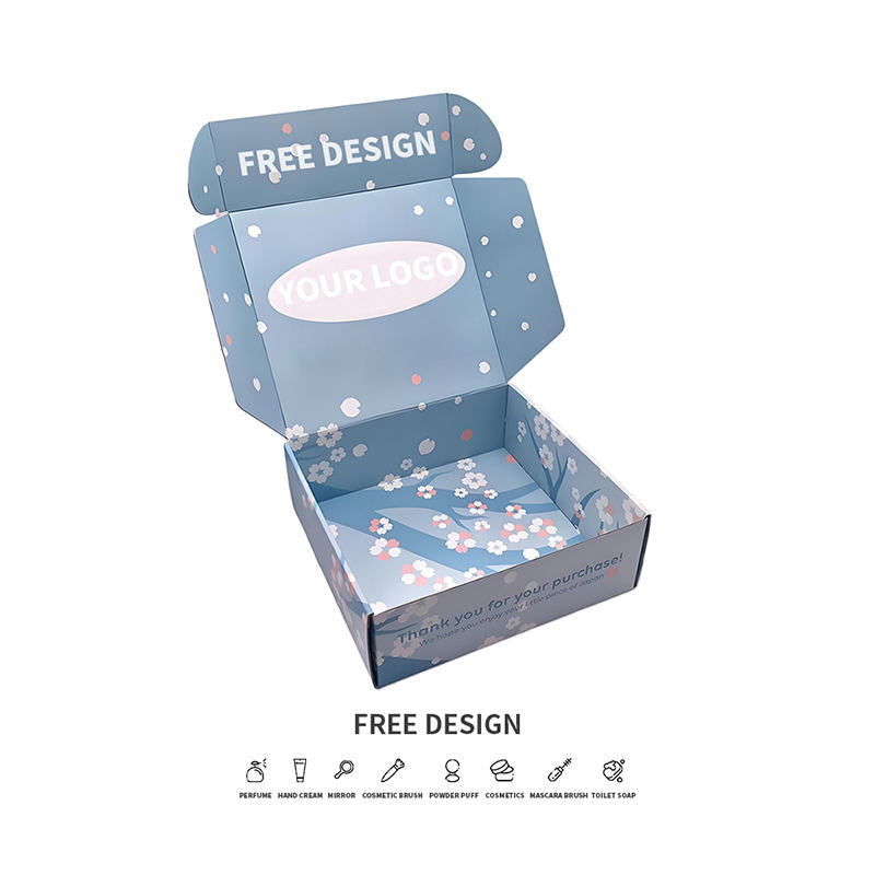 Blauer Hintergrund, Blütenblatt-Wellpappe, Kosmetikverpackungen