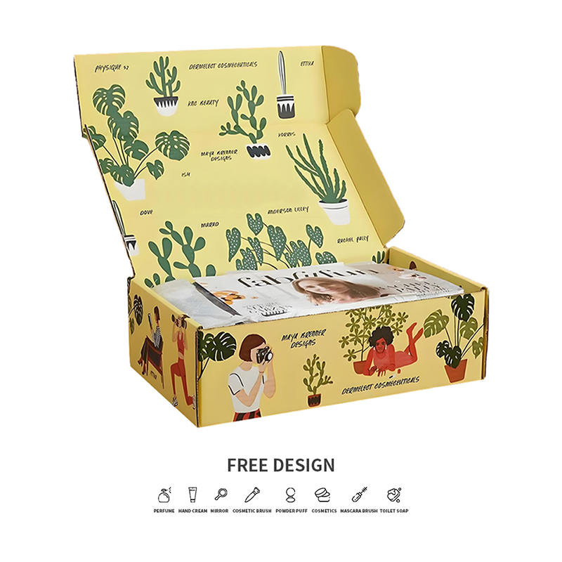 Verspielte Kosmetikverpackungen aus Wellpappe mit Topfpflanzen