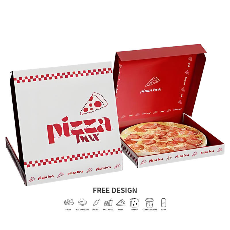 Verpackung für Pizza zum Mitnehmen in Kontrastfarbe aus Wellpappe
